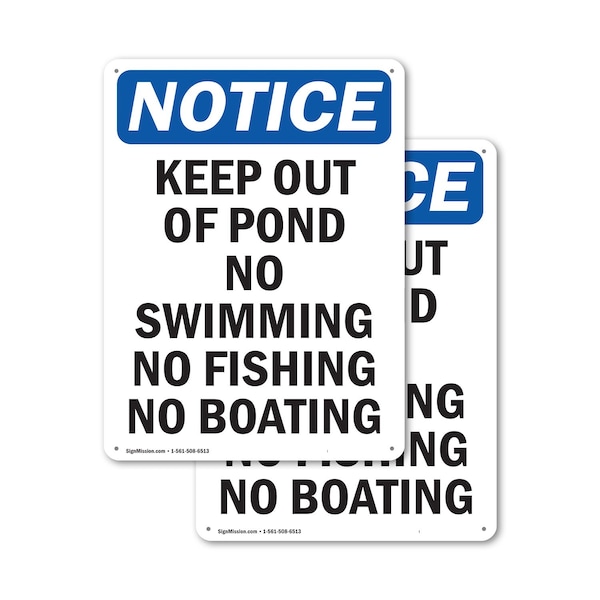 Signmission Keep Out Of Pond No Swimming No OSHA Notice Sign, Plastic, 7in W x 10in L, 2PK OS-2PACK-NS-P-710-V-13851 - main